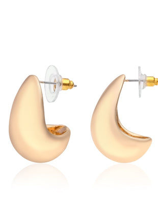 Rose Gold Plated Brass Crescent Hoop Earrings