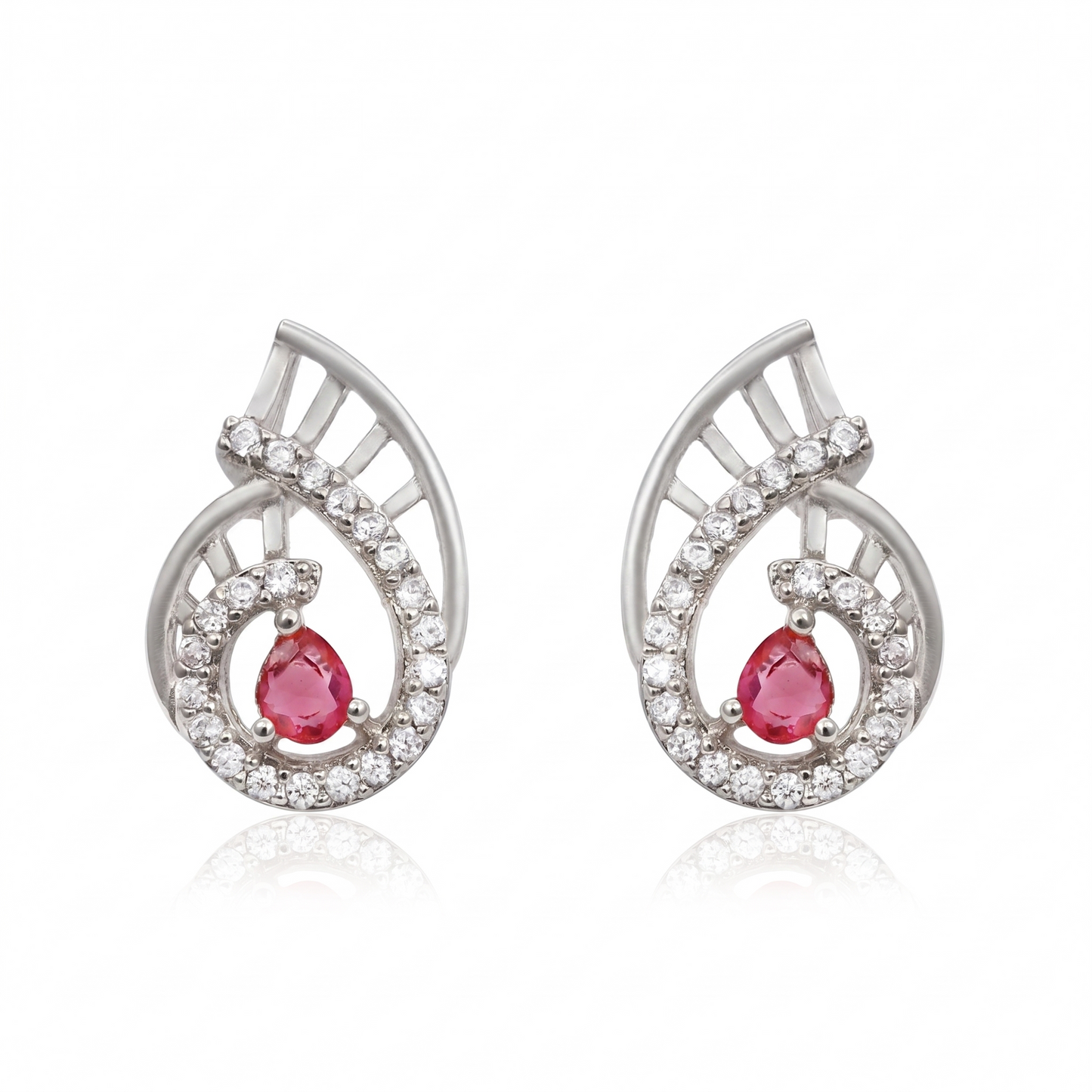 Elegant Spiral Ruby Stone Pendant Set