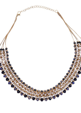 Gold-Plated Brass Handcrafted Beaded Multirow Statement Collar Necklace