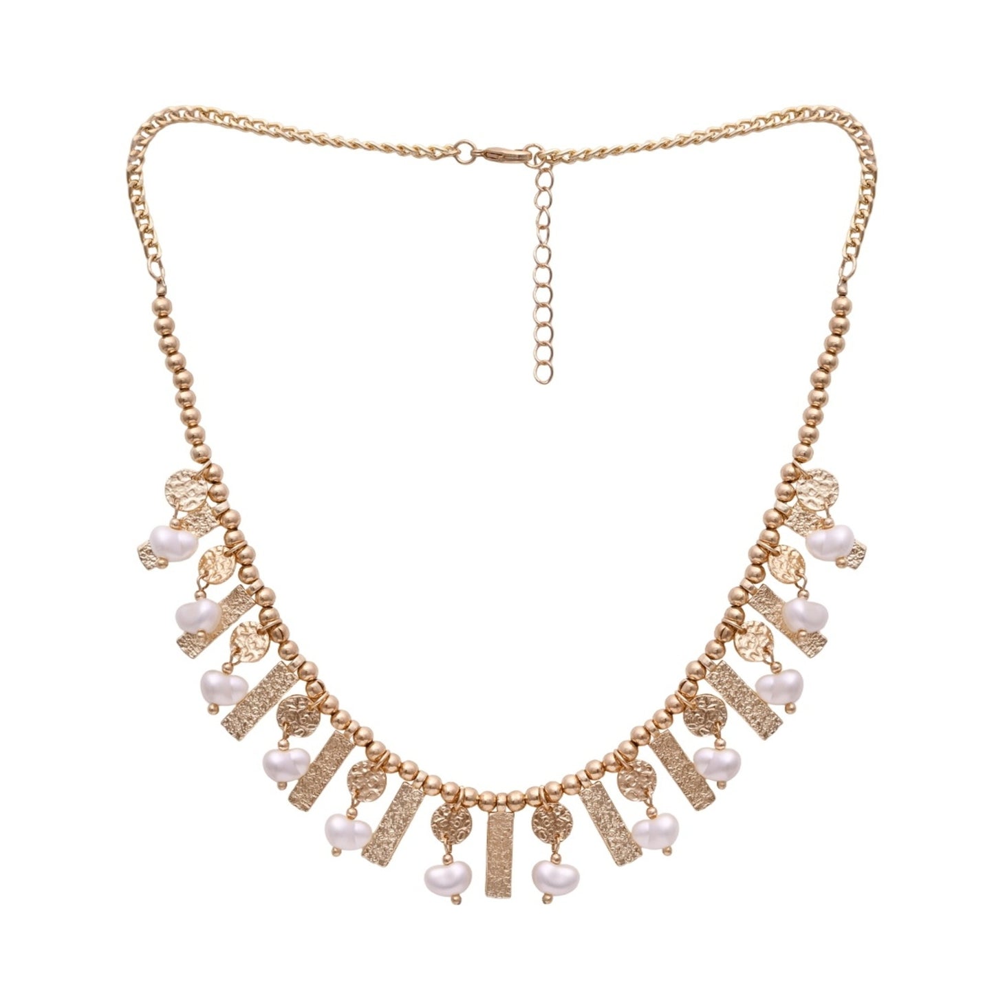 Gold Handcrafted Pearl And Stone-Studded Fringe