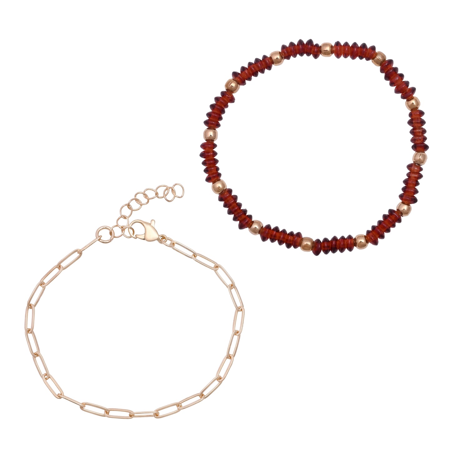 Gold Link Bracelet Set Of 2