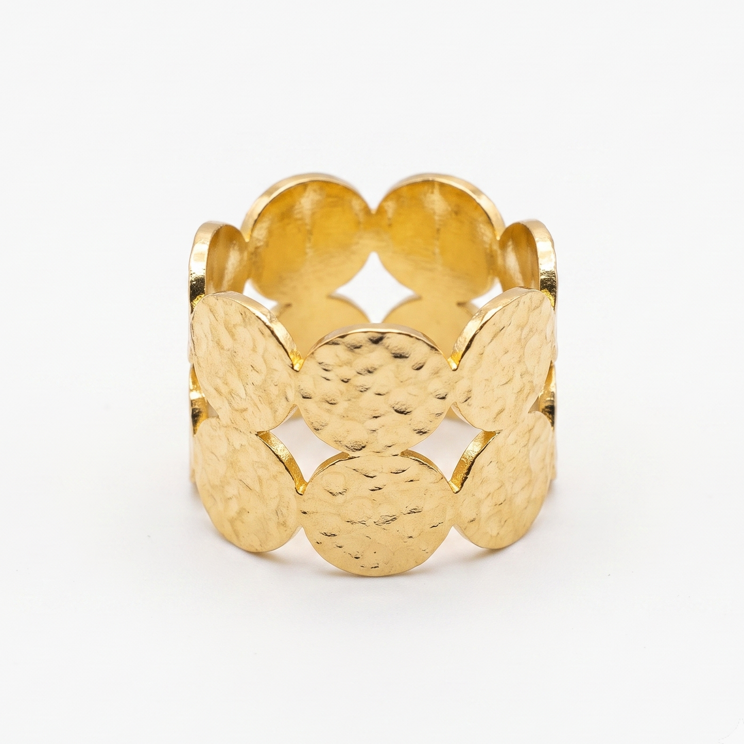 Gold Toned Brass Floral Petal Adjustable Ring