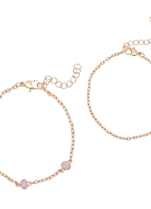 Rose Gold Toned Brass Link Bracelet Set Of 2