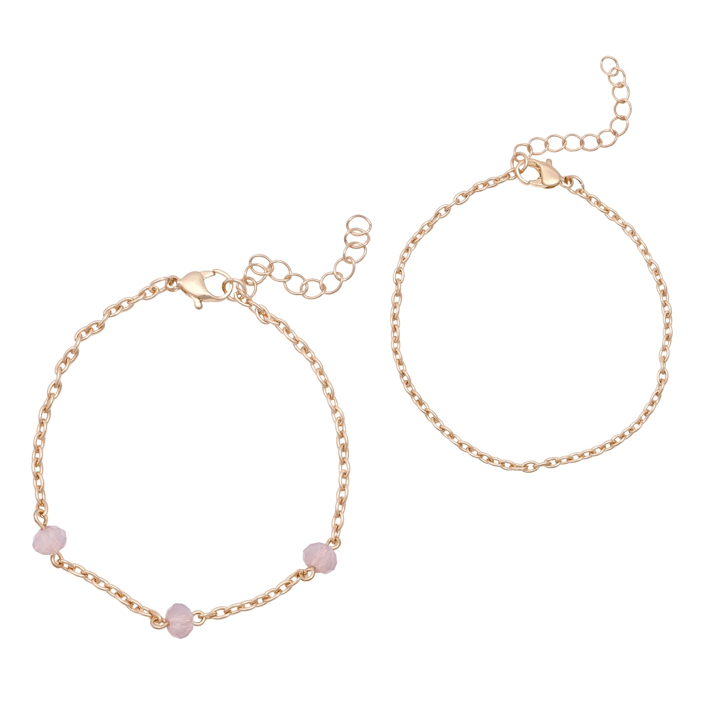 Rose Toned Link Bracelet Set Of 2