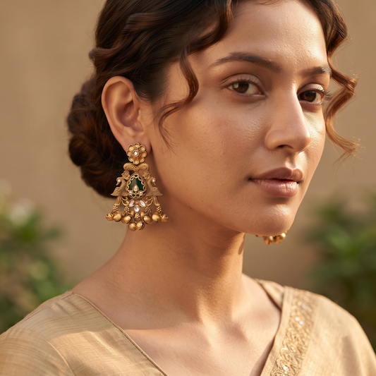 Sky Blue Stone Jhumka Earrings