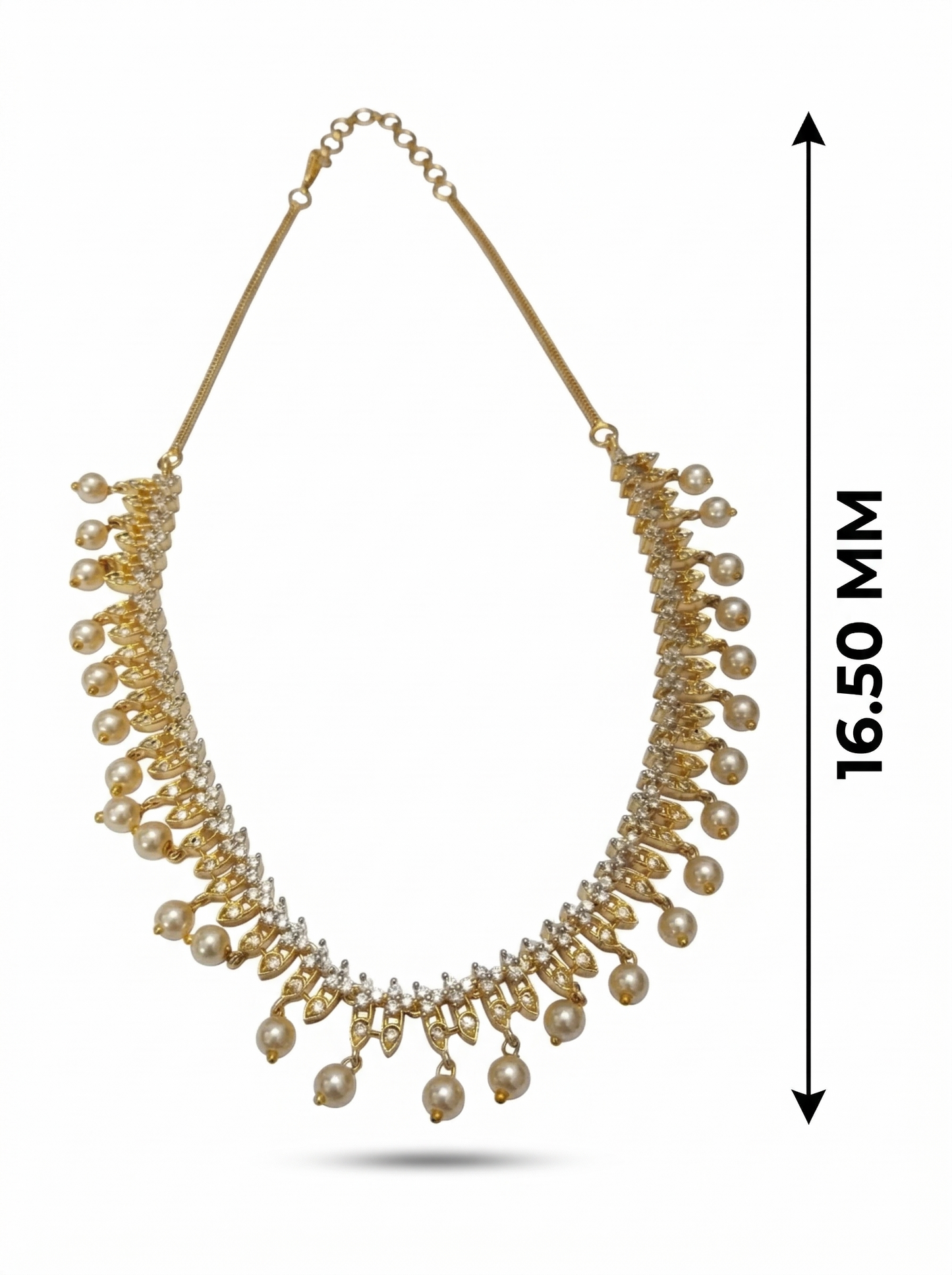 Gold-Tone Pearl and Stone Embellished Necklace Set