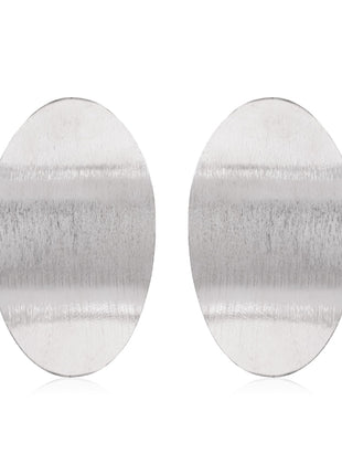Silver Plated Brass Oval Stud Earrings
