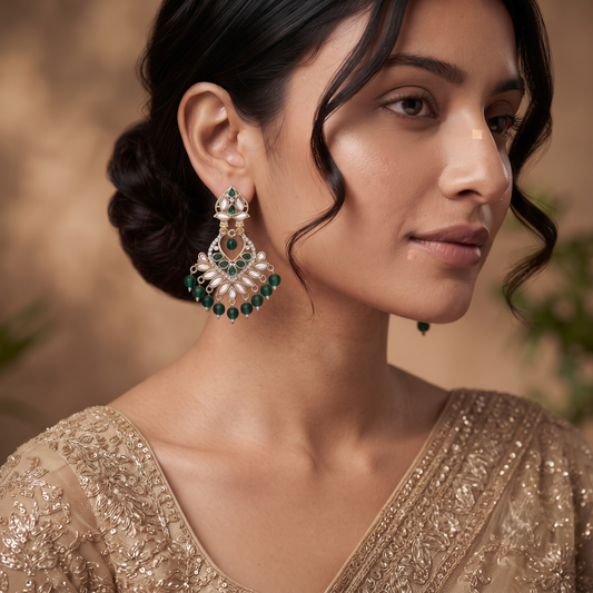 Emerald Green Chandbali Earrings