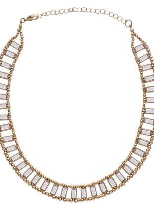 Gold-Plated Brass Stone-Studded Baguette Link Statement Necklace