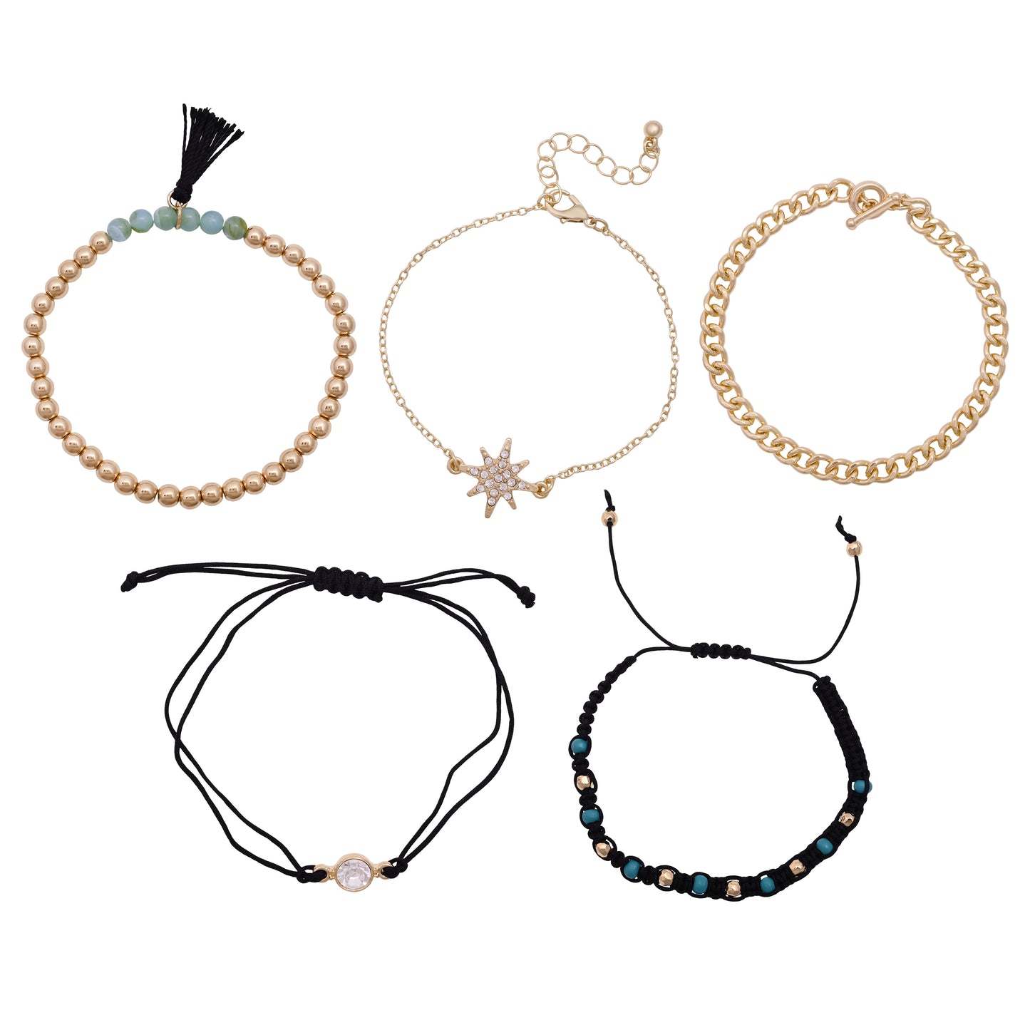 Gold Toned Bracelet Set Of 5