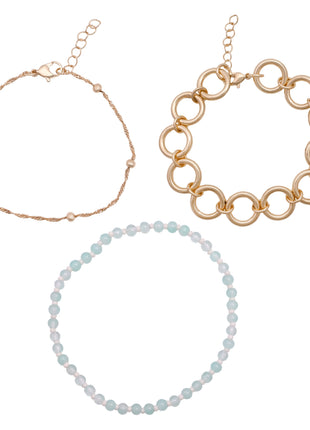 Gold Toned Brass Multistrand Bracelet Set Of 3