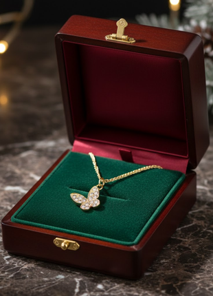 Crystal Butterfly Pendant Necklace By 2wist Designs