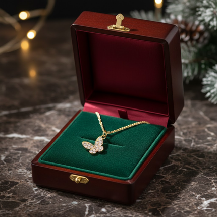 Crystal Butterfly Pendant Necklace