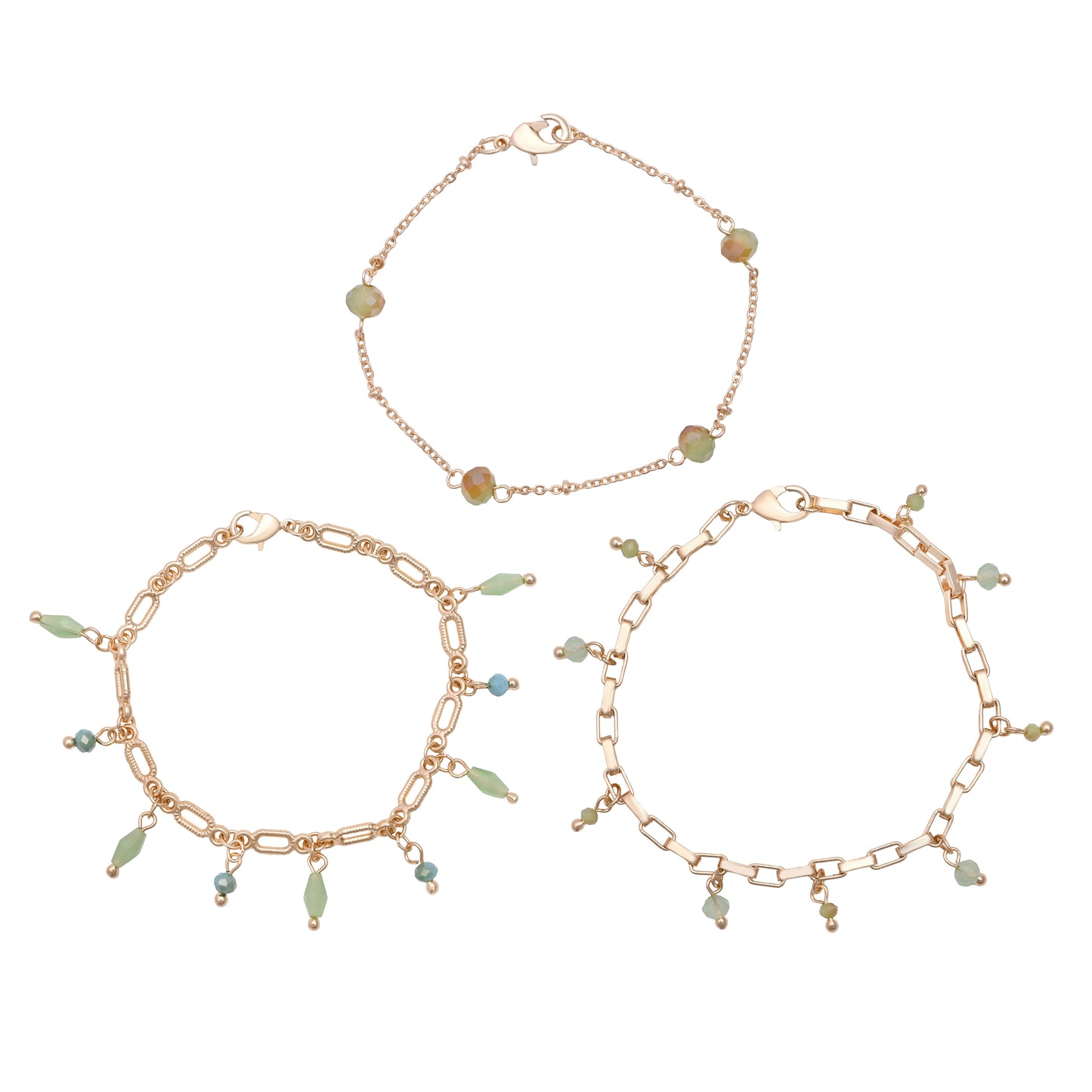 Gold Link Bracelet Set Of 3