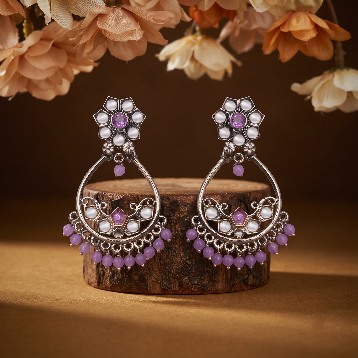 Lavender Stone Accent Earrings