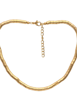 Gold-Plated Brass Handcrafted Textured Tubular Link Statement Necklace