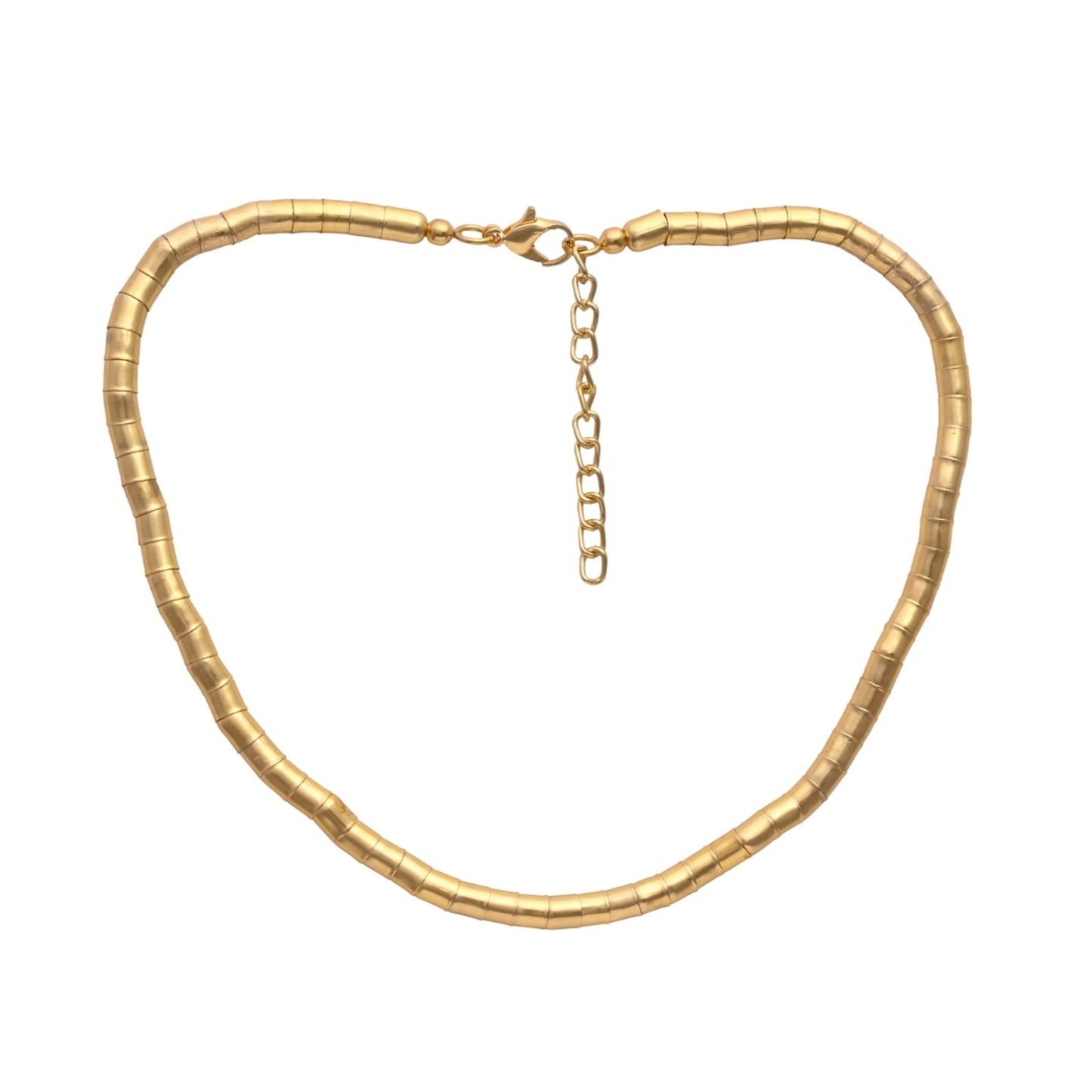 Textured Tubular Link Statement Necklace