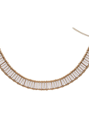 Gold-Plated Brass Stone-Studded Baguette Link Choker Necklace