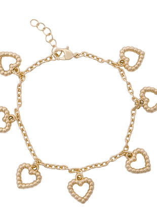 Gold Toned Brass Star And Heart Charm Bracelet Set Of 3