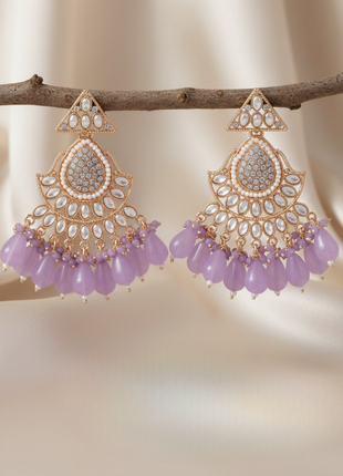 Radiant Triangular Lavender White Stone Earrings By 2wist Designs