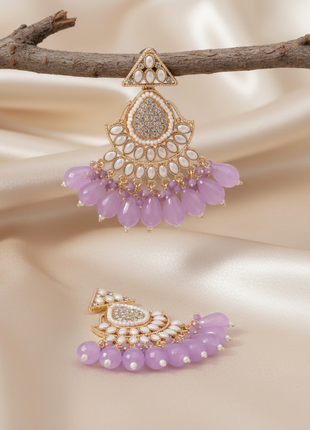 Radiant Triangular Lavender White Stone Earrings By 2wist Designs