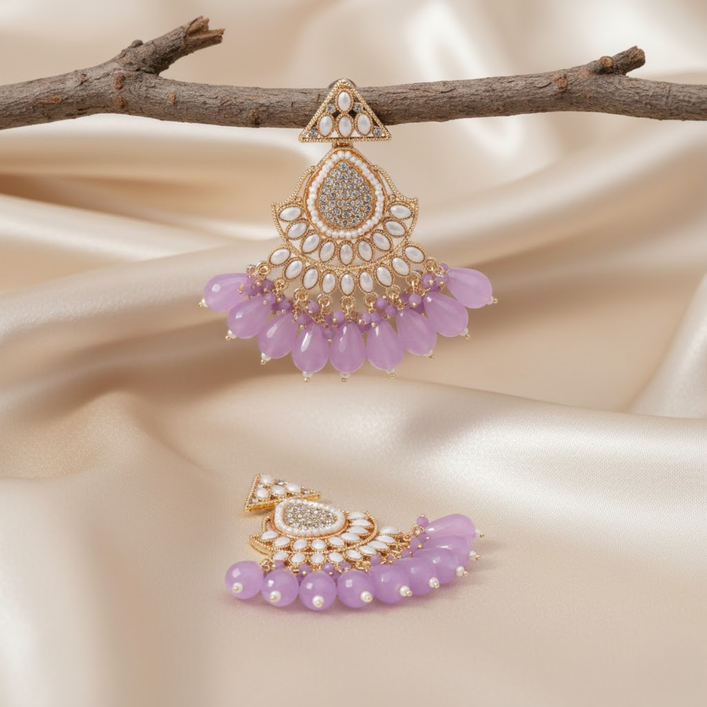 Radiant Triangular Lavender White Stone