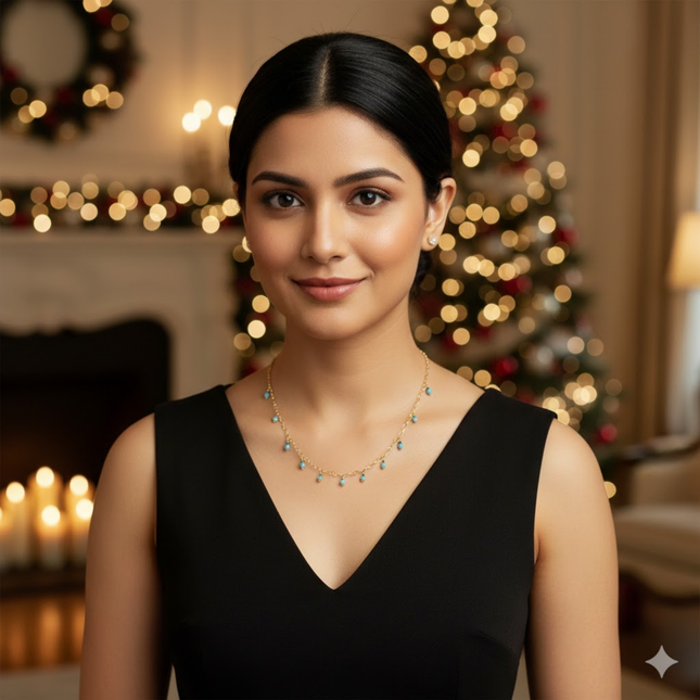 Blue Turquoise Bead Chain Necklace