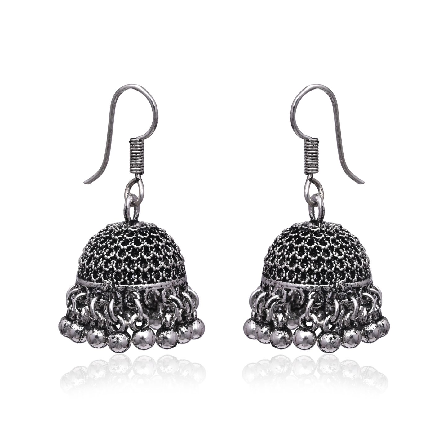 Mini Oxidized Silver Jhumka Earrings