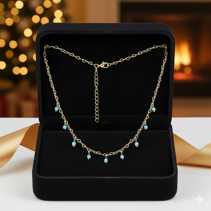 Blue Turquoise Bead Chain Necklace