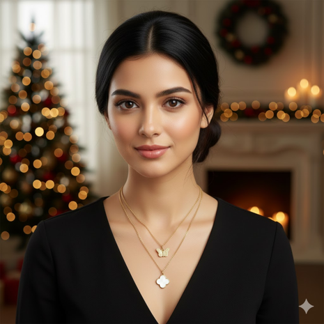 Double Layer Butterfly Clover Necklace By 2wist Designs