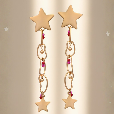 Golden Celestial Star Drop Earrings By 2wist Designs