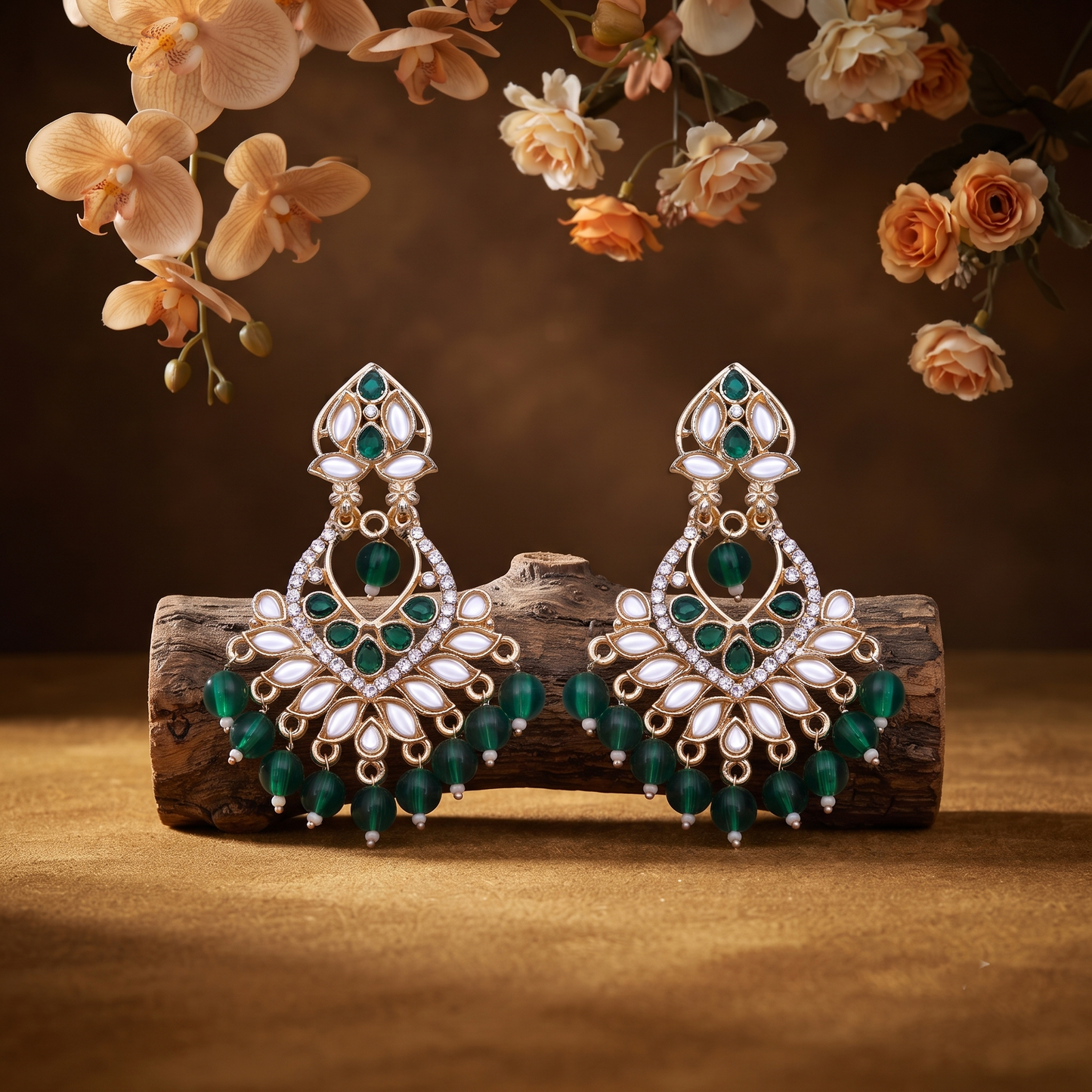 Emerald Green Chandbali Earrings