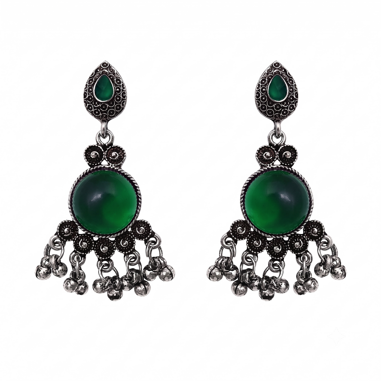 Green Stone Statement Earrings
