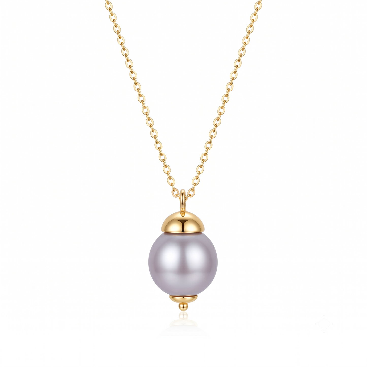 Gold Plated Brass Lavender Pearl Drop Pendant Necklace