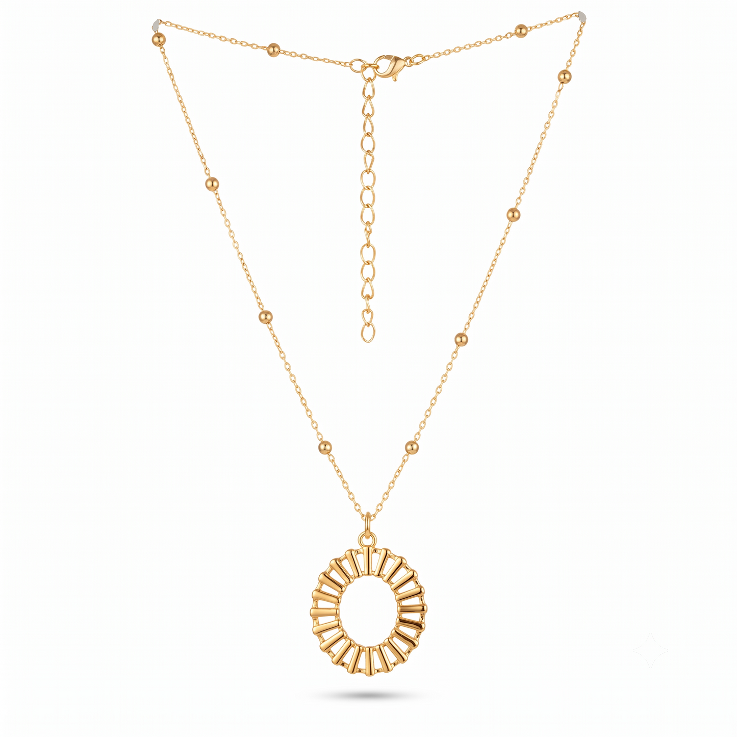 Gold Plated Brass Oval Medallion Station Chain Necklace