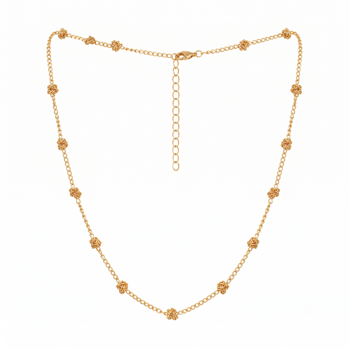 Gold Plated Brass Beaded Station Chain Necklace