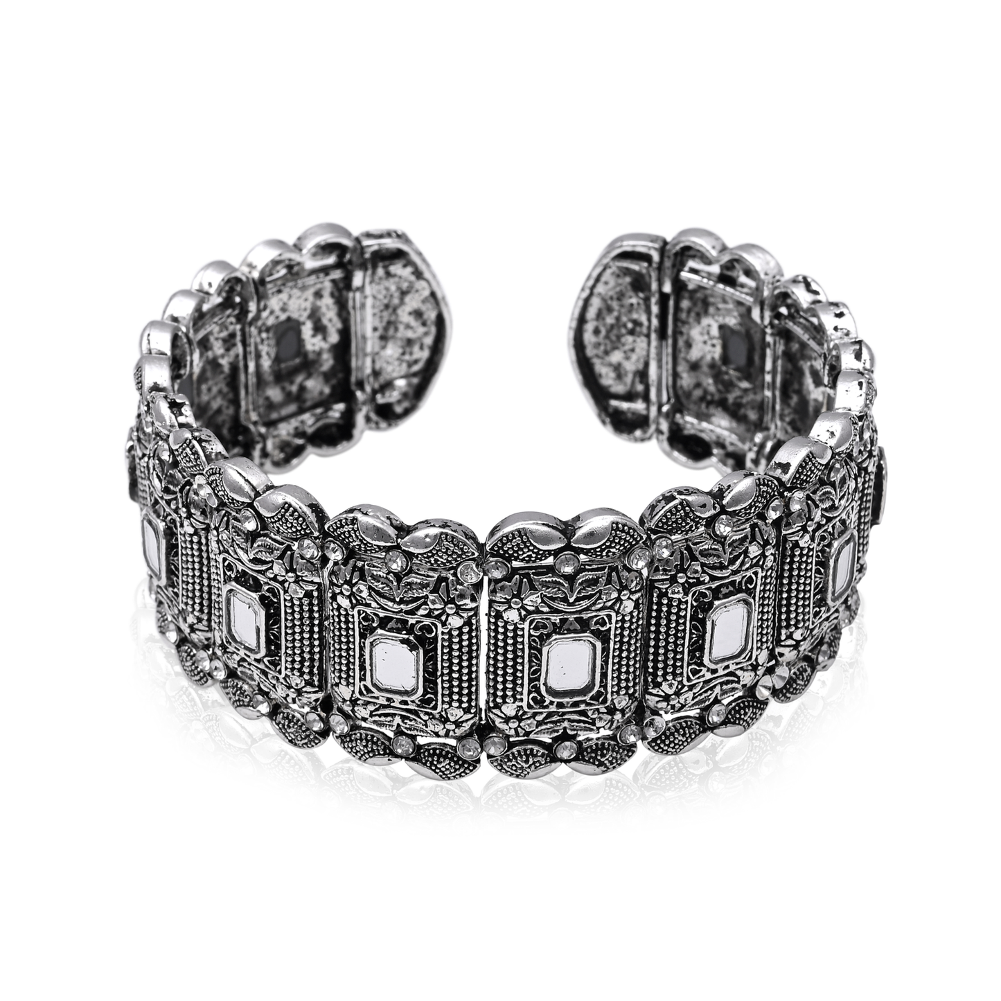 Geometric Oxidized Silver Cuff Bracelet
