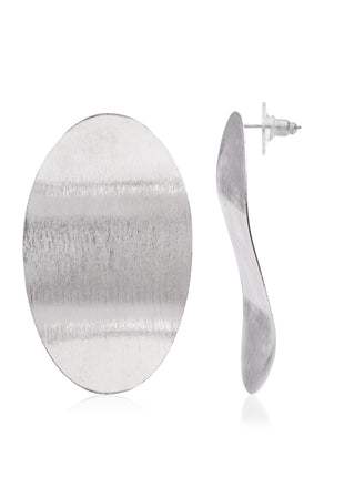 Silver Plated Brass Oval Stud Earrings
