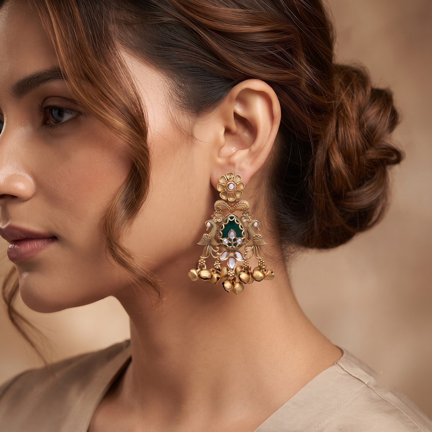 Sky Blue Stone Jhumka Earrings