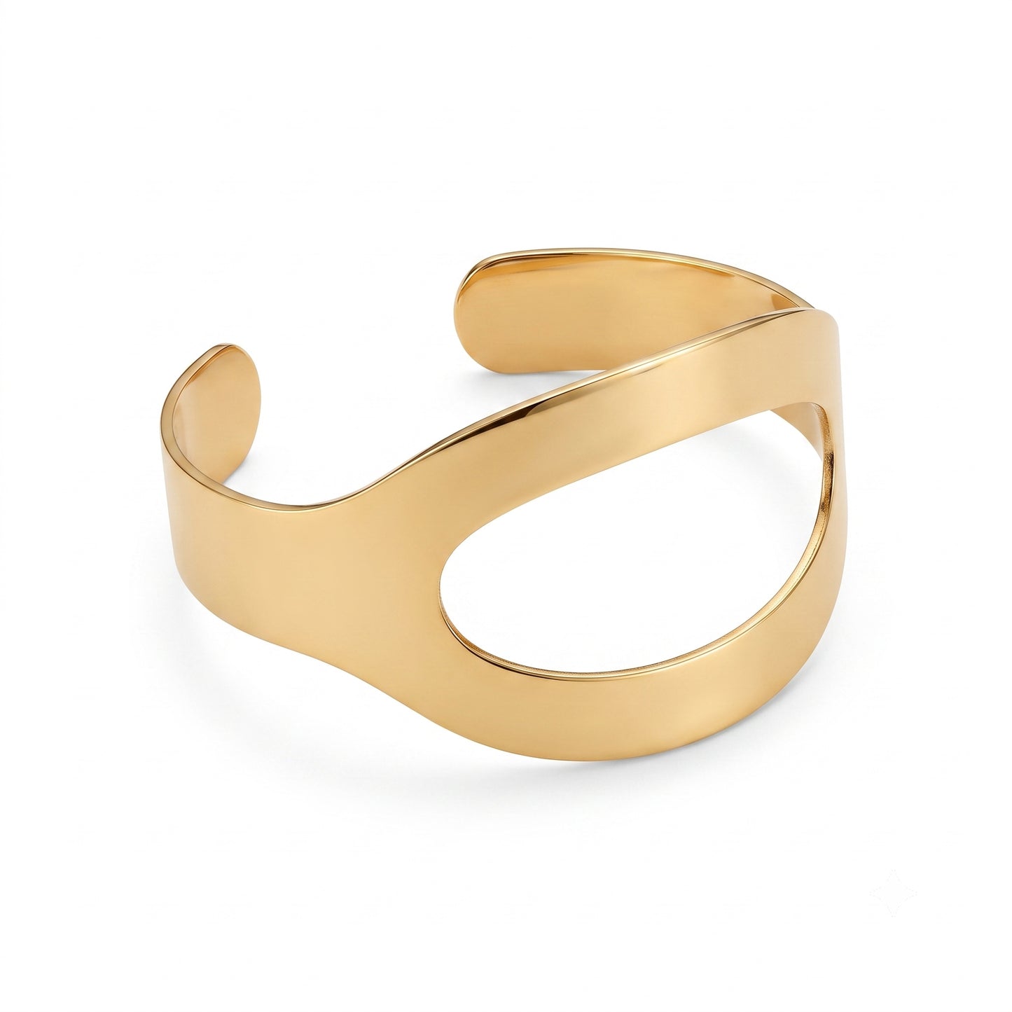 Gold Toned Brass Twisted Open Cuff Bangle