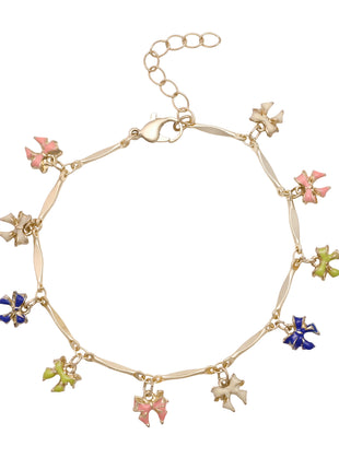 Gold Toned Brass Charm Bracelet Set Of 2