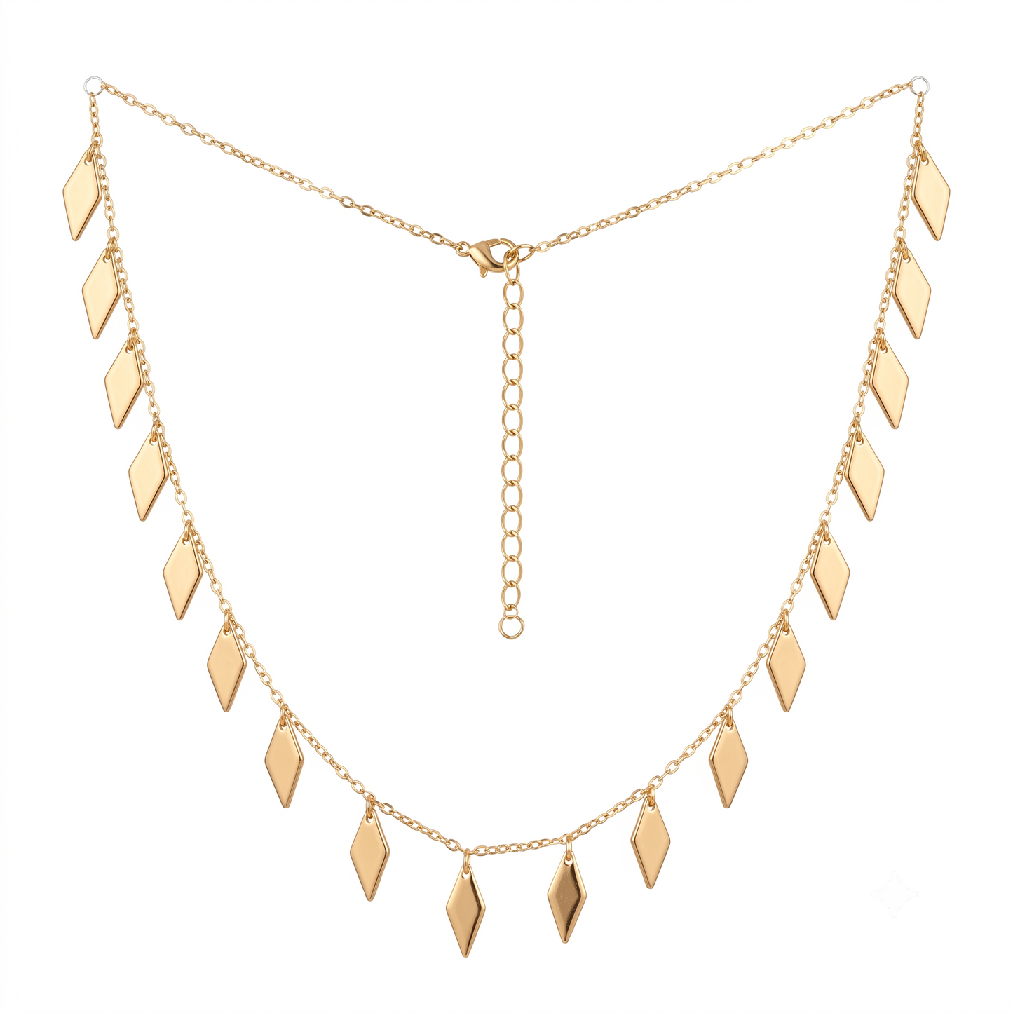 Gold Plated Brass Diamond Motif Charm Necklace