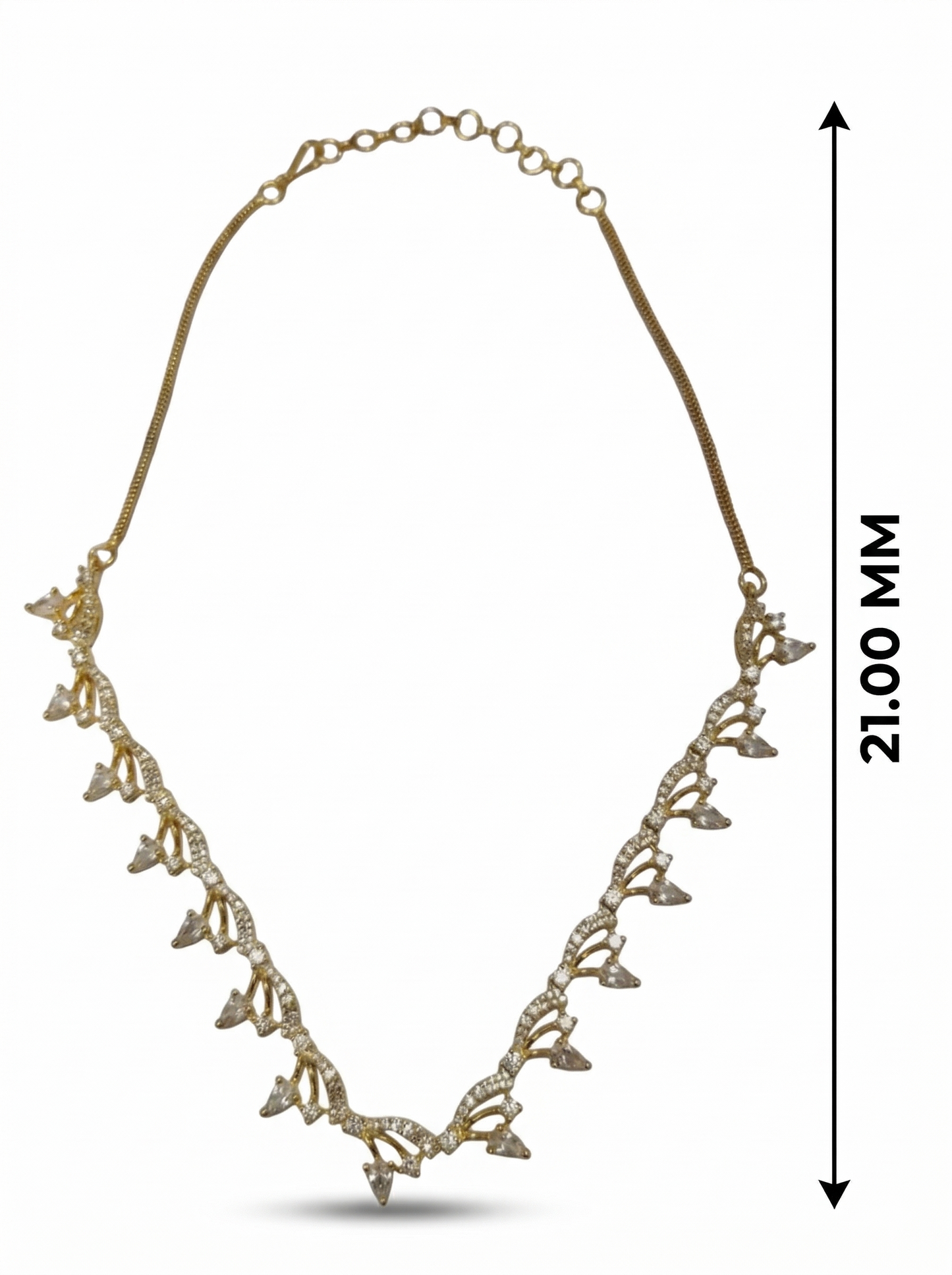 Gold-Tone Leaf Pattern Stone Necklace Set