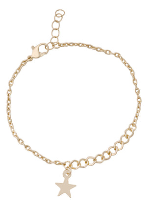 Gold Toned Brass Star And Heart Charm Bracelet Set Of 3