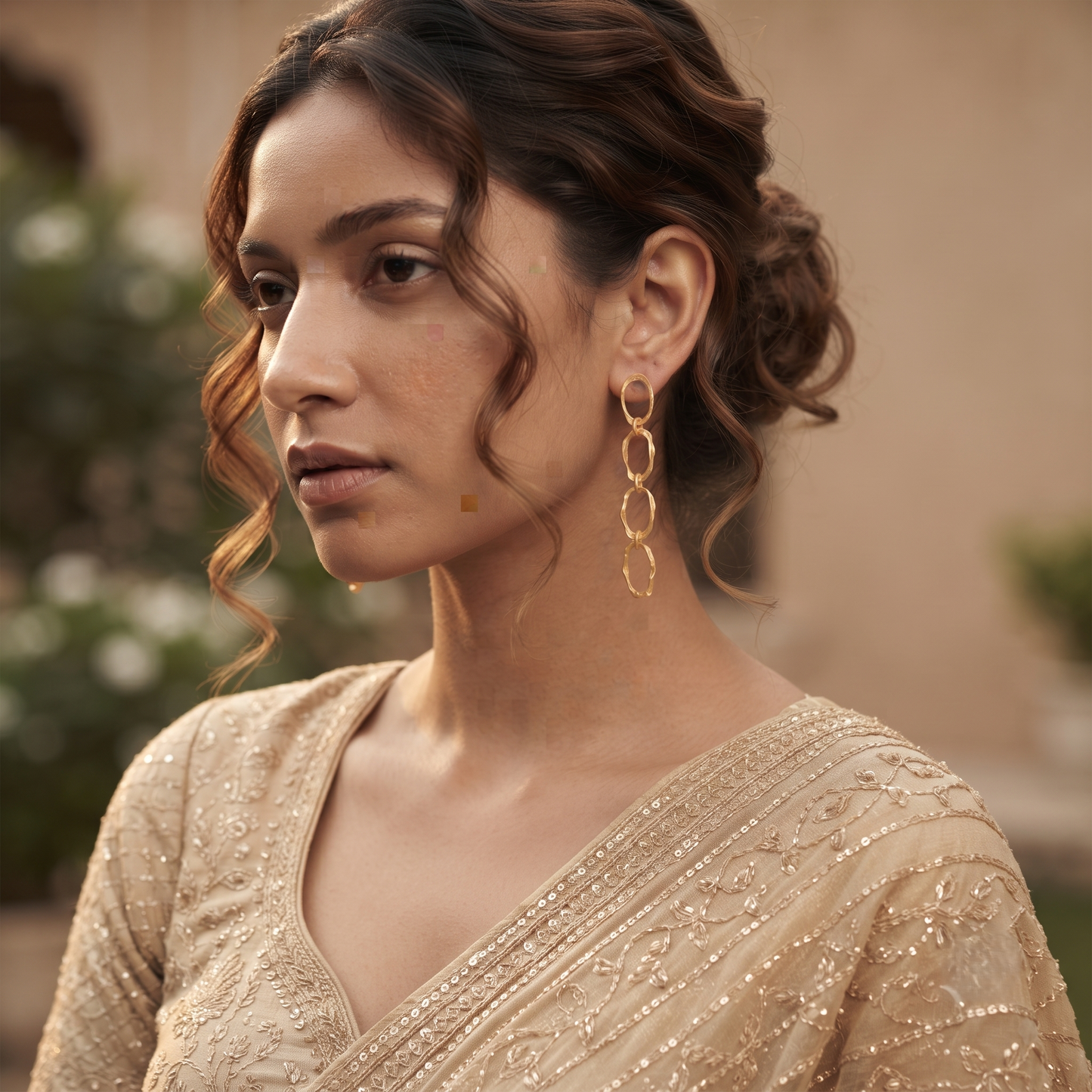 Gold Plated Brass Oval Loop Drop Earrings