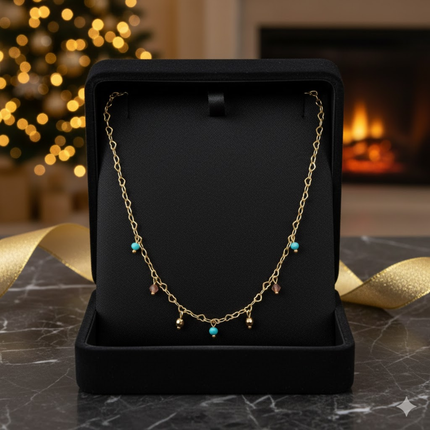 Colorful Turquoise Charm Chain Necklace