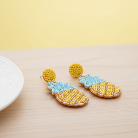 Pineapple Beaded Drop Earrings By 2wist Designs