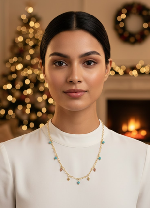 Heart Link Necklace Blue Pink Beads By 2wist Designs