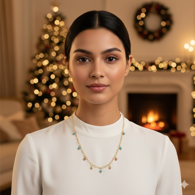 Colorful Turquoise Charm Chain Necklace