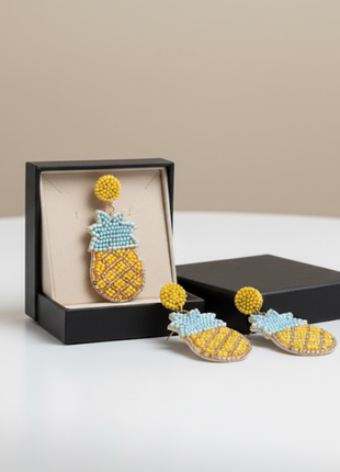 Pineapple Beaded Drop Earrings By 2wist Designs